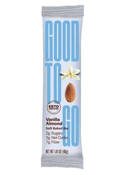 GOOD TO GO Keto Snack Bars Vanilla Almond, 9 Bar Pack