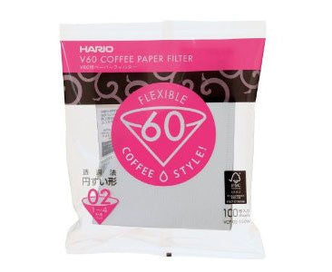 Hario V60-02 Bleached Paper Filters - 100 pk - Kenya Brand Coffee